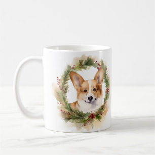 Corgi Christmas Wreath Festive Pup Coffee Mug