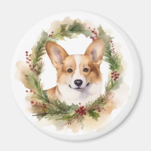 Corgi Christmas Wreath Festive Pup Magnet