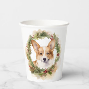 Corgi Christmas Wreath Festive Pup Paper Cups