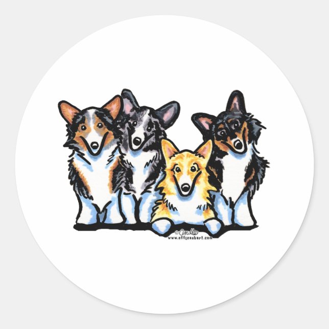Corgi Clan Classic Round Sticker (Front)