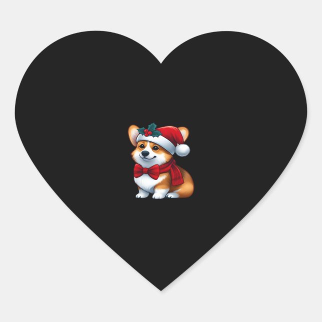 Corgi Claus A Pawsitively Merry Christmas Classic  Heart Sticker (Front)