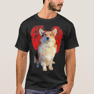 Corgi Clouds Red Heart Dog Valentines Day T-Shirt