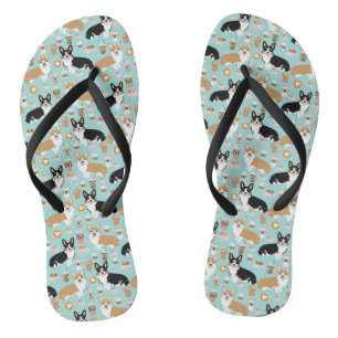 Corgi Coffee Flip Flops - cardigan corgis