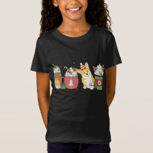 Corgi Coffee Latte Winter Christmas Dog Mum Holida T-Shirt