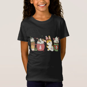 Corgi Coffee Latte Winter Christmas Dog Mum Holida T-Shirt