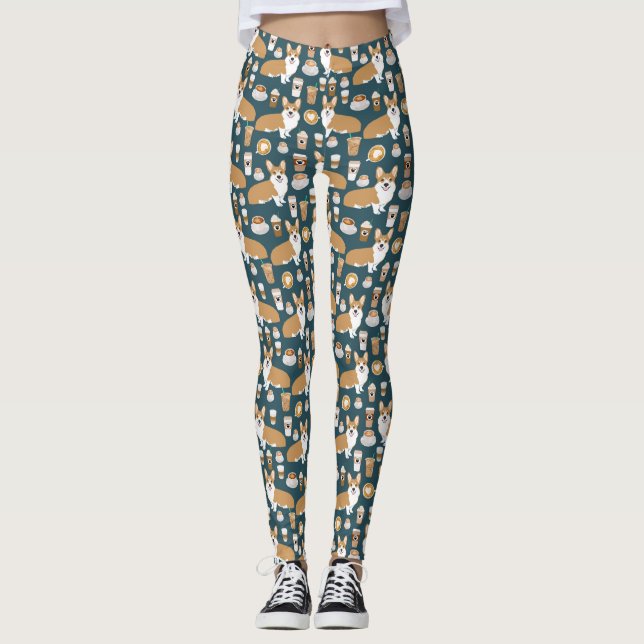 Corgi Coffee - Leggings (Front)