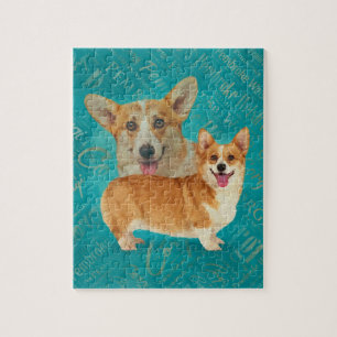 Corgi Collage Abstract Mixed Media Jigsaw Puzzle
