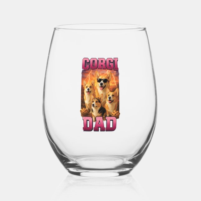 Corgi Copy Copy Copy Stemless Wine Glass (Front)