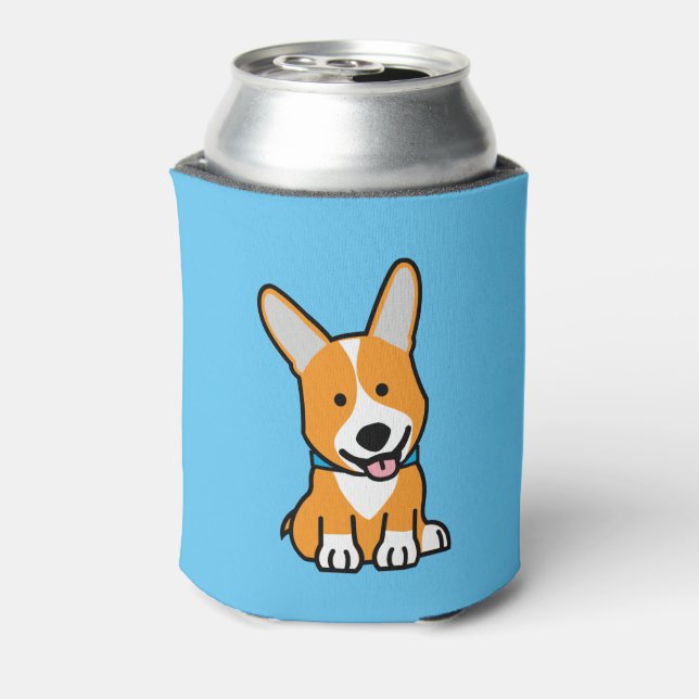 Corgi Corgis dog puppy doggy happy Pembroke Welsh Can Cooler (Can Back)