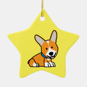 Corgi Corgis dog puppy doggy happy Pembroke Welsh Ceramic Tree Decoration