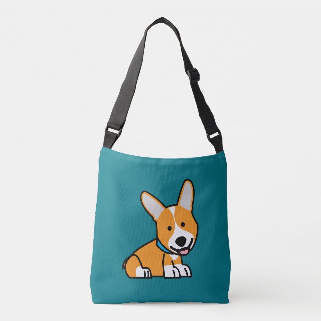 Corgi Corgis dog puppy doggy happy Pembroke Welsh Crossbody Bag (Front)