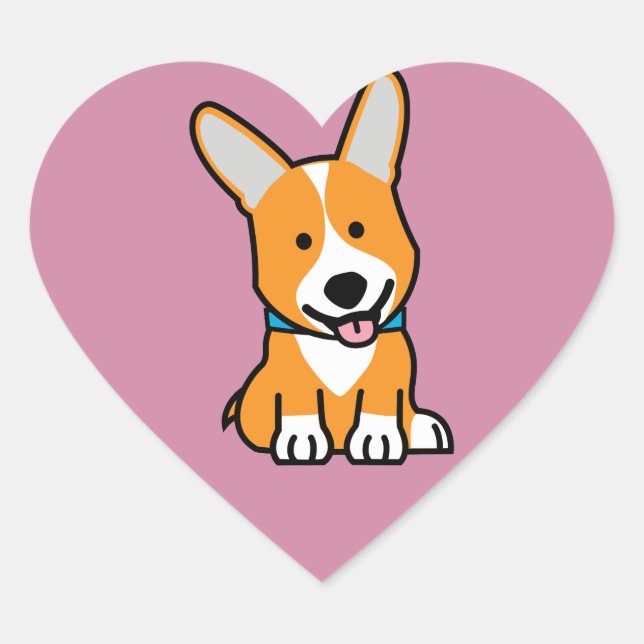 Corgi Corgis dog puppy doggy happy Pembroke Welsh Heart Sticker (Front)