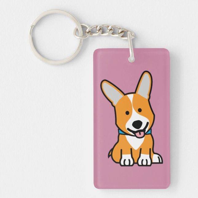 Corgi Corgis dog puppy doggy happy Pembroke Welsh Key Ring (Front)