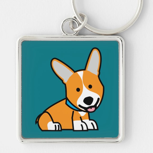 Corgi Corgis dog puppy doggy happy Pembroke Welsh Key Ring (Front)