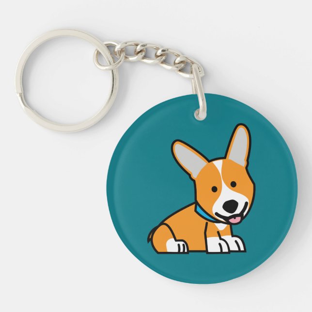 Corgi Corgis dog puppy doggy happy Pembroke Welsh Key Ring (Front)