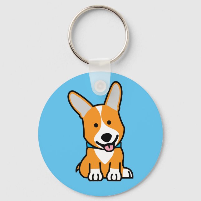 Corgi Corgis dog puppy doggy happy Pembroke Welsh Key Ring (Front)