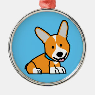 Corgi Corgis dog puppy doggy happy Pembroke Welsh Metal Tree Decoration