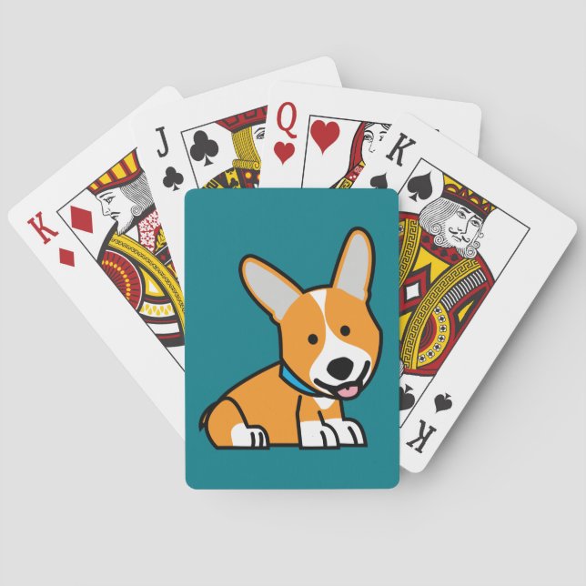 Corgi Corgis dog puppy doggy happy Pembroke Welsh Playing Cards (Back)
