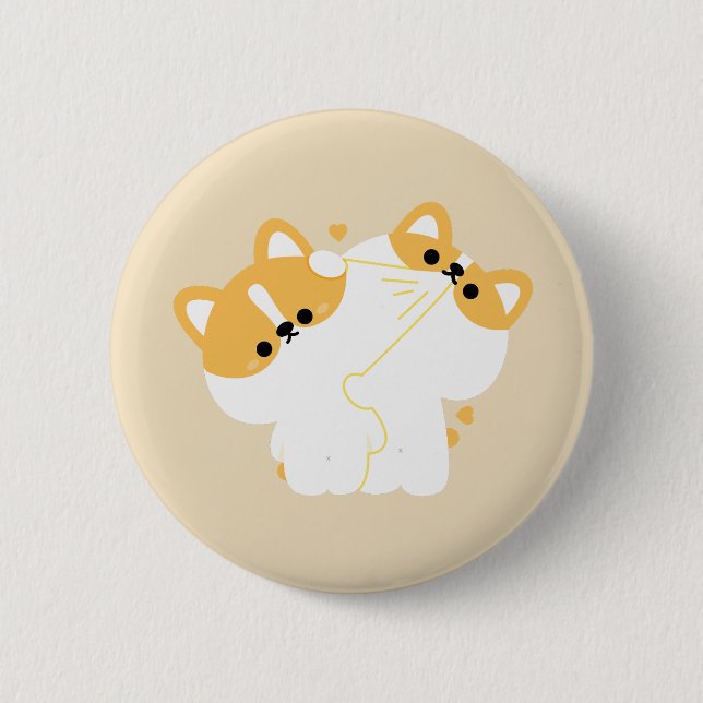 Corgi Couple 6 Cm Round Badge (Front)