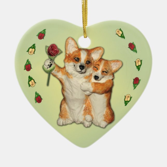 "Corgi Couple"  Corgi Ornament (Front)
