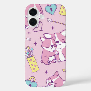 Corgi Crush Heart Eyes & Happy Vibes iPhone 16 Case