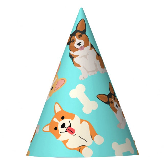 Corgi Cute Pattern In Mint   Party Hat (Front)