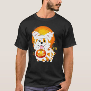 Corgi Cute Pumkin Mummy Dog Pumpkin Lantern Candy T-Shirt