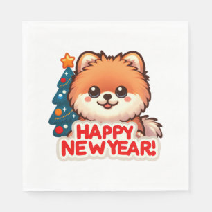 Corgi Cutie Puppy Wishes for a happy 2024 Classic Napkin