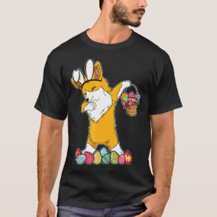 Corgi Dab Dabbing Dressed Easter Bunny Egg Basket T-Shirt
