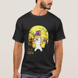 Corgi Dabbing Witch Pumpkin Dog Halloween T-Shirt