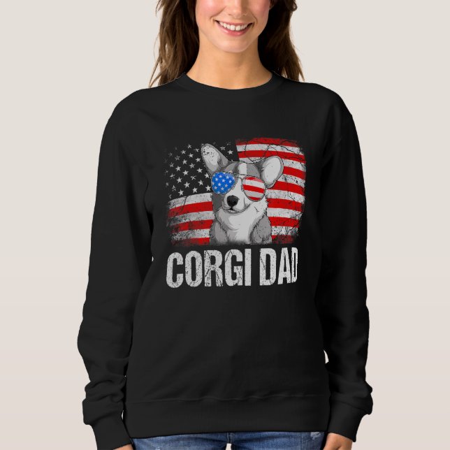 Corgi Dad American Flag Father's Day Sweatshirt (Front)