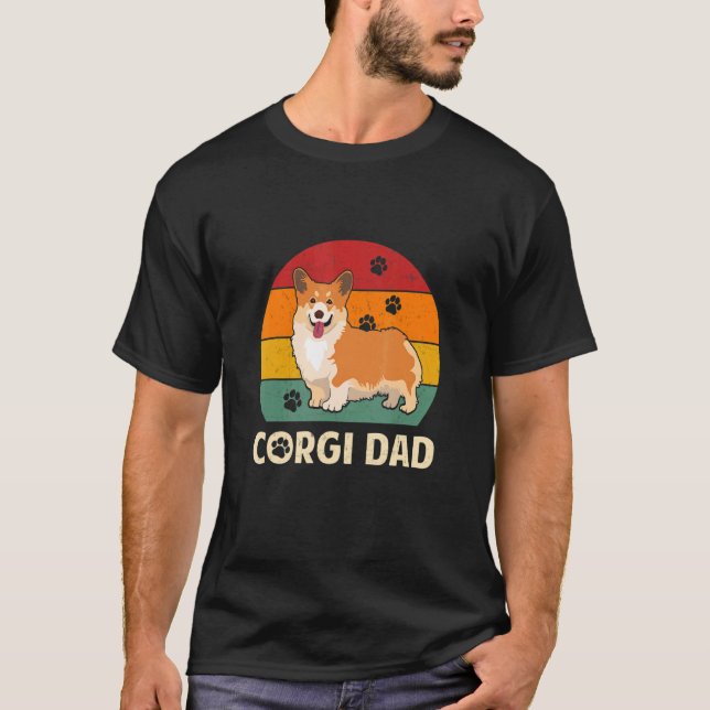 Corgi Dad Fathers Day Husband Dog Pet Owner T-Shirt (Front)