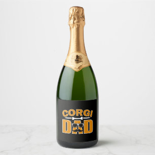 Corgi dad for dad dog lover sparkling wine label