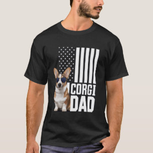 Corgi Dad Funny Cute Dog Pet Owner American Flag T-Shirt