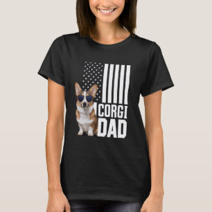 Corgi Dad Funny Cute Dog Pet Owner American Flag T-Shirt