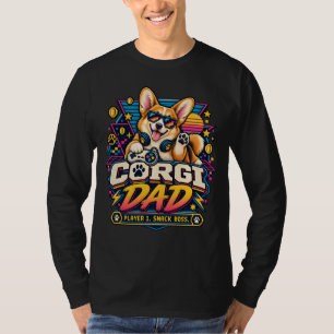 Corgi Dad Player 1 Retro Gamer Design T-Shirt