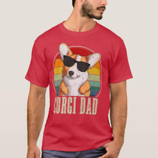 Corgi Dad Retro Sunglasses 4th Of July Usa Flag Fa T-Shirt