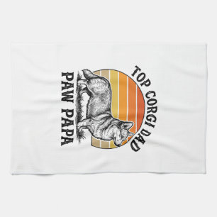 Corgi Dad Shirt Vintage Sunset Dog Papa Gift_1 Tea Towel