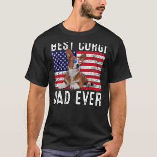 Corgi Dad Usa American Flag Corgi Dog  Owner T-Shirt