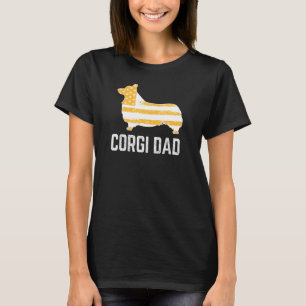 Corgi Dad Vintage Patriotic With American Flag T-Shirt