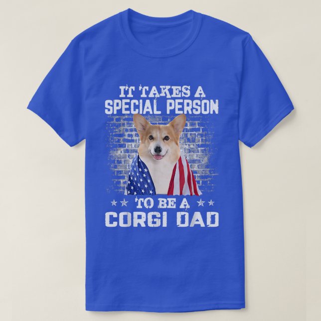 Corgi Dad With Proud American Flag Dog Father's Da T-Shirt (Design Front)