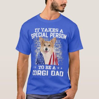 Corgi Dad With Proud American Flag Dog Father's Da T-Shirt