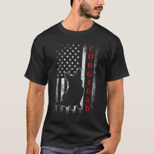 Corgi Dad With Proud American Flag Dog T-Shirt
