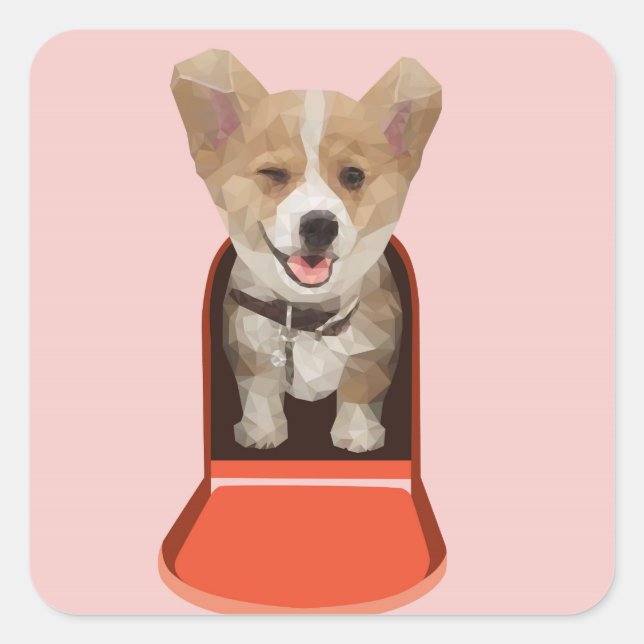 Corgi Delivery Square Sticker (Front)