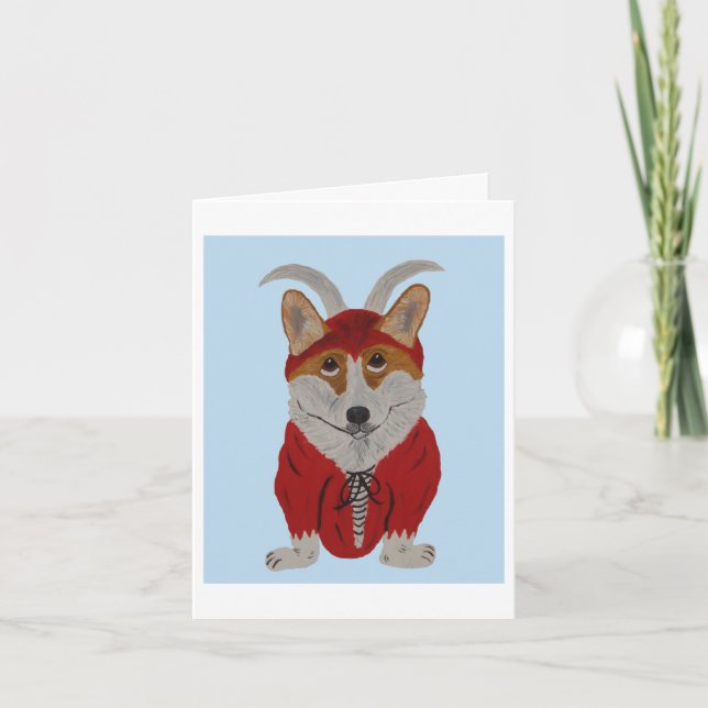 Corgi Devil Holiday Card (Front)