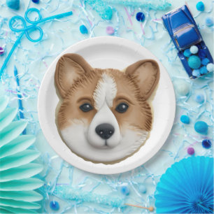Corgi Dog 3D Inspired Paper Plate