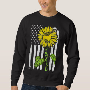 Corgi Dog American Flag And Sunflower Long Sleeve Sweatshirt