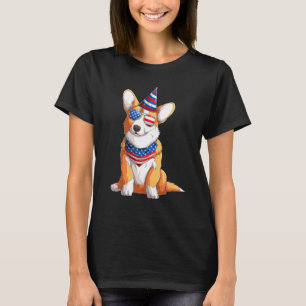 Corgi Dog American Usa Flag 4th Of July Men Corgi T-Shirt