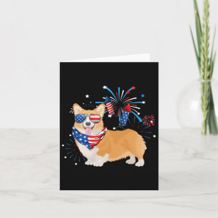 Corgi Dog American Usa Flag 4th Of July Men Women Card