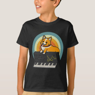 Corgi Dog Analogue Drum Machine Keyboard Synthesiz T-Shirt